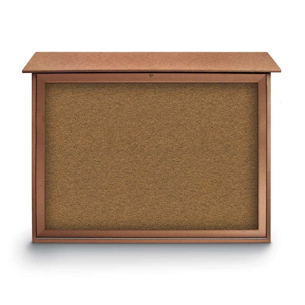 Indoor Enclosed Combo Board, 42"x32", Bronze Frame/Blue & Forbo